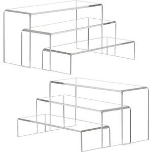 Display Risers, 6 Pcs Rectangular Clear Acrylic Showcase Collectibles Display